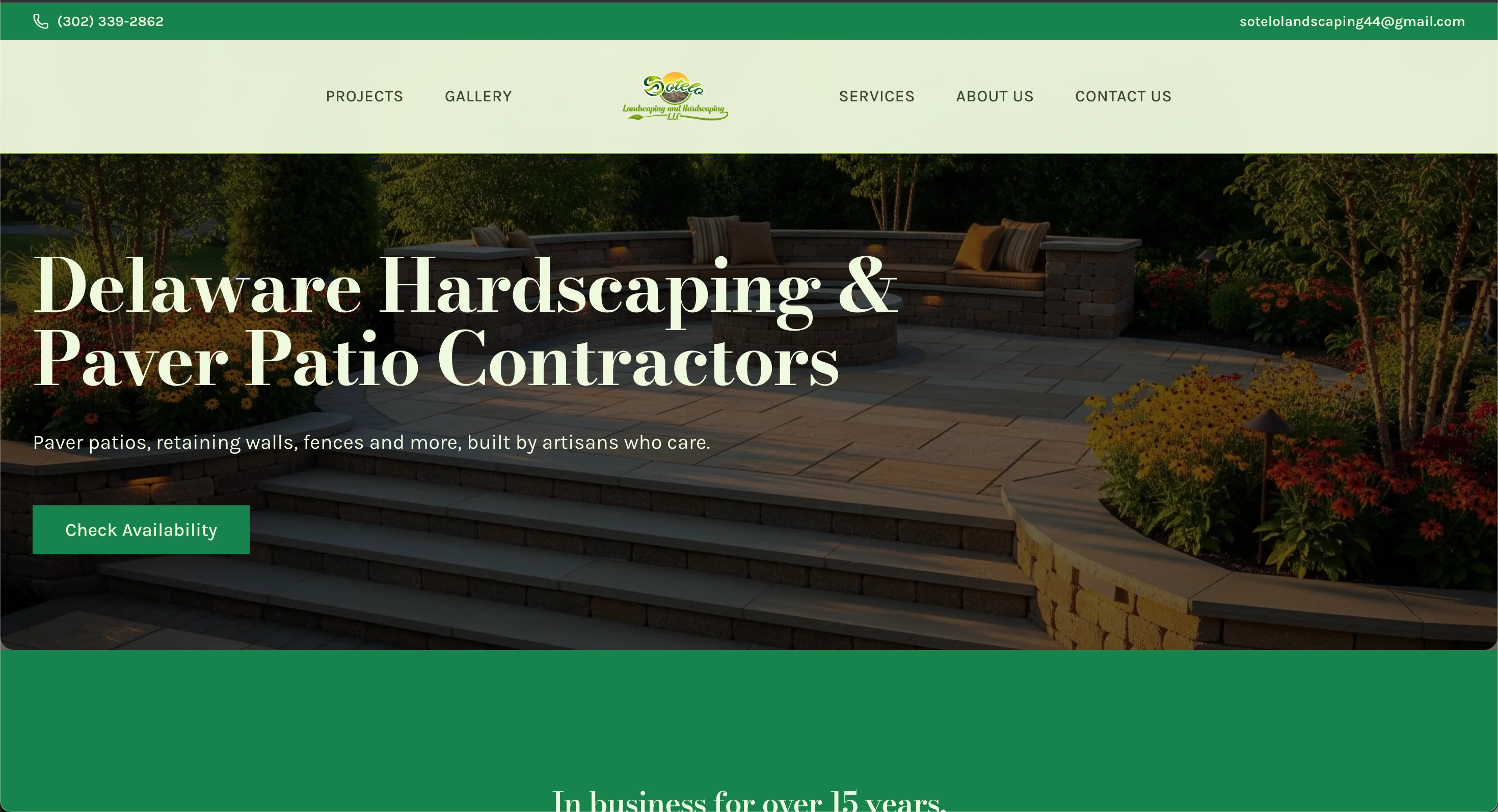 Sotelo Landscaping website after redesign